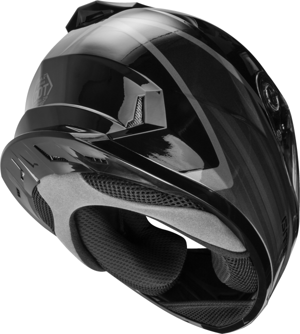 Helmet, GMAX FF-49 Full Face Deflect Helmet Black/Grey 3x | Lightweight DOT Approved Helmet with COOLMAX® Interior and UV400 Protection, Knobtown Cycle