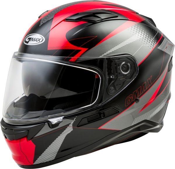Helmet, GMAX FF-98 Full Face Apex Helmet Black/Red 2x | ECE/DOT Approved, LED Rear Light, Quick Release Shield | Lightweight Poly Alloy Shell | SpaSoft Interior | UV400 Shield | Breath Deflector | Intercom Compatible, Knobtown Cycle