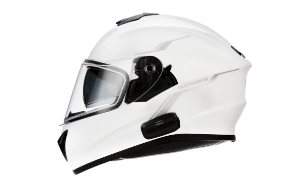Outforce, Outforce Full Face Helmet Bluetooth Glossy White Sm | DOT Approved, Bluetooth 5.0, HD Speakers, 12-hour Talk-time, Fast USB-C Charging | Sena Utility App Compatible | Inner Sun-Visor | Audio Multitasking | Advanced Noise Control, Knobtown Cycle