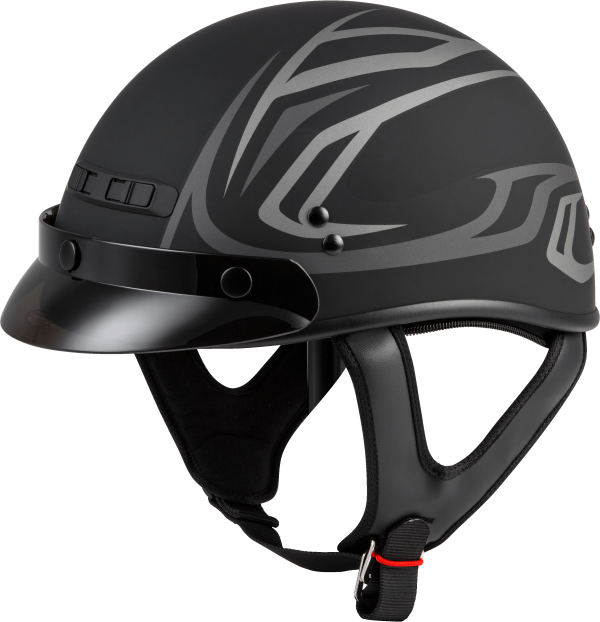 Gm 35 Half Helmet Full Dressed Derk Matte Black/Silver Sm, GMAX GM-35 Half Helmet Full Dressed Derk Matte Black/Silver Sm | DOT Approved, COOLMAX Interior, Adjustable Vent | 191361070402, Knobtown Cycle