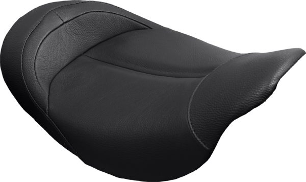 Minimalist, Danny Gray MinimalIST Solo Leather Seat FLH/FLT `08 Up | Reduce Vibration &#038; Shock | Stress Relief Design | Made in USA | Fits 2008-2018 Harley Davidson | Black Leather/Vinyl | 13.5&#8243; W x 22&#8243; L | Rider Height 4, Knobtown Cycle