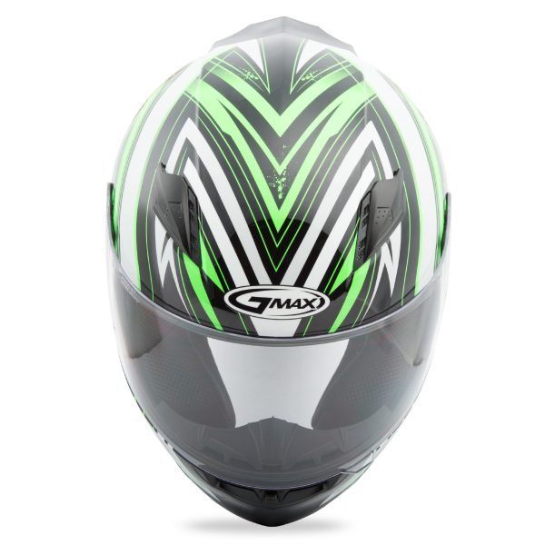 Helmet, GMAX FF-49 Full Face Warp Helmet White/Hi Vis Green XL &#8211; Lightweight DOT Approved Helmet with COOLMAX® Interior and UV400 Resistant Face Shield &#8211; Ideal for Motorcycle Riders, Knobtown Cycle