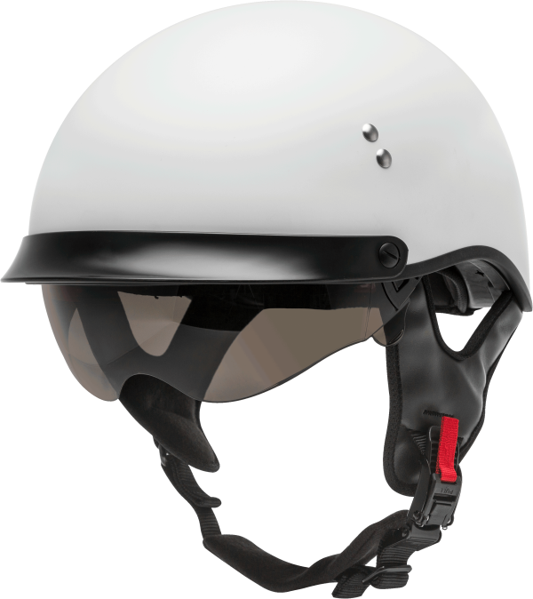 Helmet, GMAX HH-65 Half Helmet Full Dressed Matte White XL | DOT Approved Helmet with COOLMAX® Interior and Dual Density EPS | Intercom Compatible | Removable Sun Shields | Neck Curtain | Lightweight Design, Knobtown Cycle