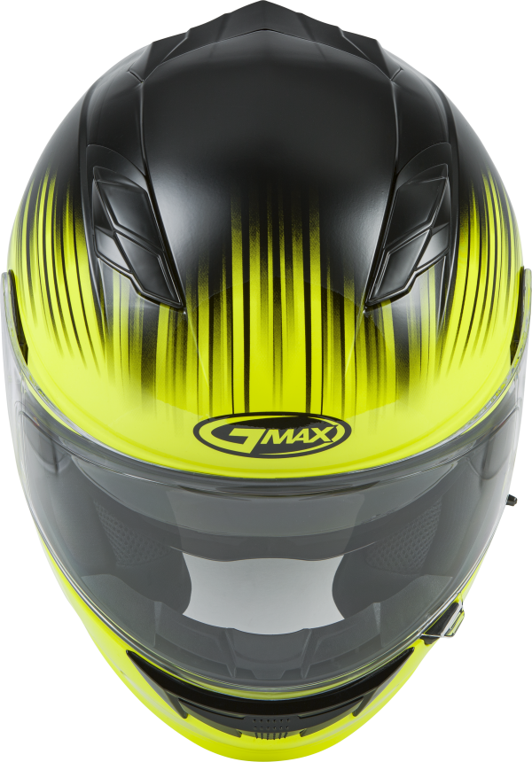 Helmet, GMAX FF-98 Full Face Reliance Helmet Hi Vis/Black 2x | ECE/DOT Approved, LED Rear Light, Quick Release Shield | Lightweight Poly Alloy Shell | Breath Deflector, UV Protection | Intercom Compatible, Knobtown Cycle