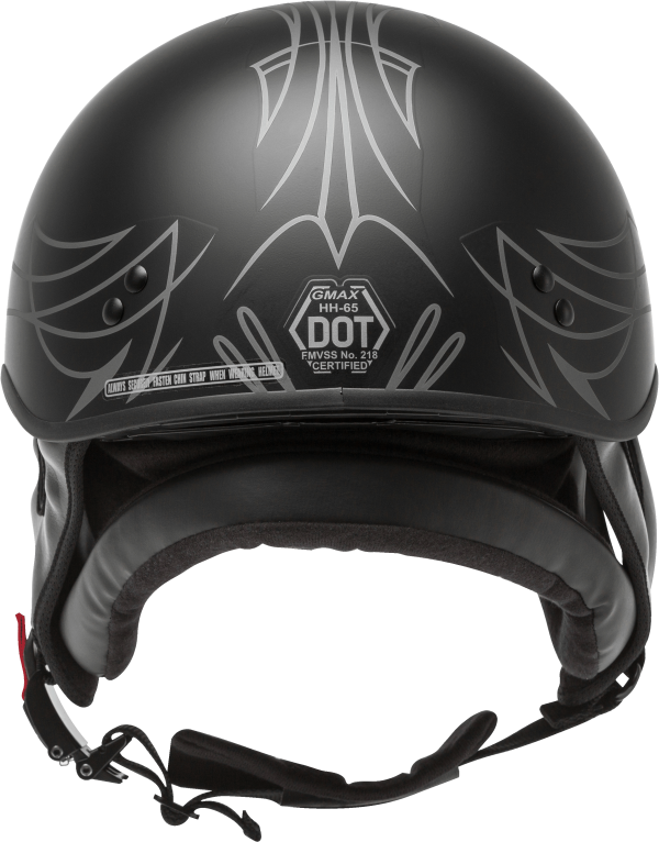 Hh 65 Half Helmet Pin Naked Matte Black/Dark Silver 2x, GMAX HH-65 Half Helmet Pin Naked Matte Black/Dark Silver 2x with Quick Release Buckle &#8211; DOT Approved, COOLMAX® Interior, Dual-Density EPS Technology &#8211; Intercom Compatible | Helmet &#8211; Half Helmets, Knobtown Cycle