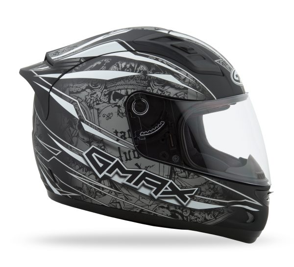 Gm 69 Full Face Mayhem Helmet Matte Black/Silver/White 3x, GMAX GM-69 Full Face Mayhem Helmet Matte Black/Silver/White 3x &#8211; Lightweight Poly Alloy Shell, Coolmax Interior, DOT Approved &#8211; Includes Dark Smoke Face Shield and Deluxe Helmet Bag &#8211; 191361033520, Knobtown Cycle