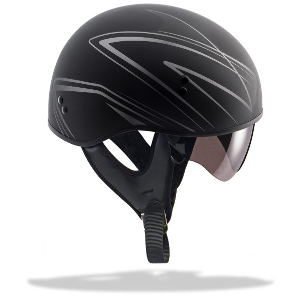 Hh 65 Half Helmet, GMAX HH-65 Half Helmet Torque Naked Matte Black/Silver XS | DOT Approved, COOLMAX Interior, Dual-Density EPS Technology | Intercom Compatible | Motorcycle Helmet, Knobtown Cycle