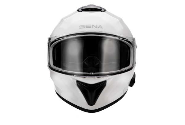 Outforce, Outforce Full Face Helmet Bluetooth Glossy White Sm | DOT Approved, Bluetooth 5.0, HD Speakers, 12-hour Talk-time, Fast USB-C Charging | Sena Utility App Compatible | Inner Sun-Visor | Audio Multitasking | Advanced Noise Control, Knobtown Cycle