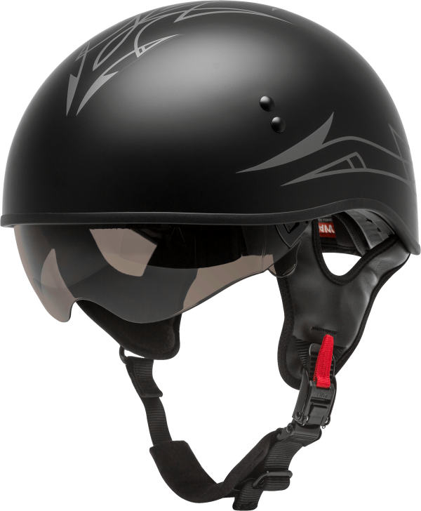 Hh 65 Half Helmet Pin Naked Matte Black/Dark Silver 2x, GMAX HH-65 Half Helmet Pin Naked Matte Black/Dark Silver 2x with Quick Release Buckle &#8211; DOT Approved, COOLMAX® Interior, Dual-Density EPS Technology &#8211; Intercom Compatible | Helmet &#8211; Half Helmets, Knobtown Cycle