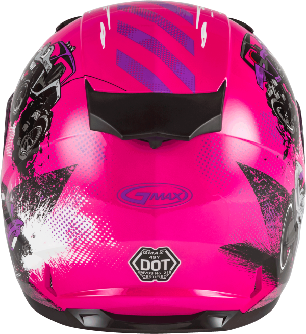 Youth, Youth GMAX GM-49Y Beasts Full Face Helmet Pink/Purple/Grey Yl &#8211; Lightweight DOT Approved Helmet with Adjustable Interior Sizes for Kids &#8211; Intercom Compatible &#8211; Helmet Full Face, Knobtown Cycle