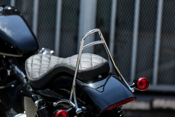 Short Sissy Bar, Burly Brand Short Sissy Bar Chrome XL 94-03 | Fits Harley Davidson Sportster 1200 &#038; 883 | Available in Short, Tall, or Stupid Tall | Easy Install &#038; Removal | Back Pad Included | Shop Now, Knobtown Cycle