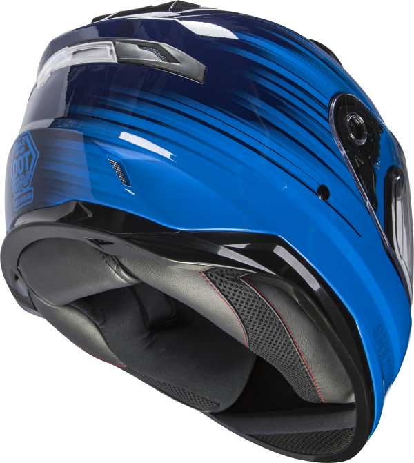Helmet, GMAX FF-98 Full Face Reliance Helmet Blue/Navy Blue Sm | ECE/DOT Approved, LED Rear Light, Quick Release Shield | Lightweight Poly Alloy Shell | Breath Deflector, UV Protection | Intercom Compatible, Knobtown Cycle