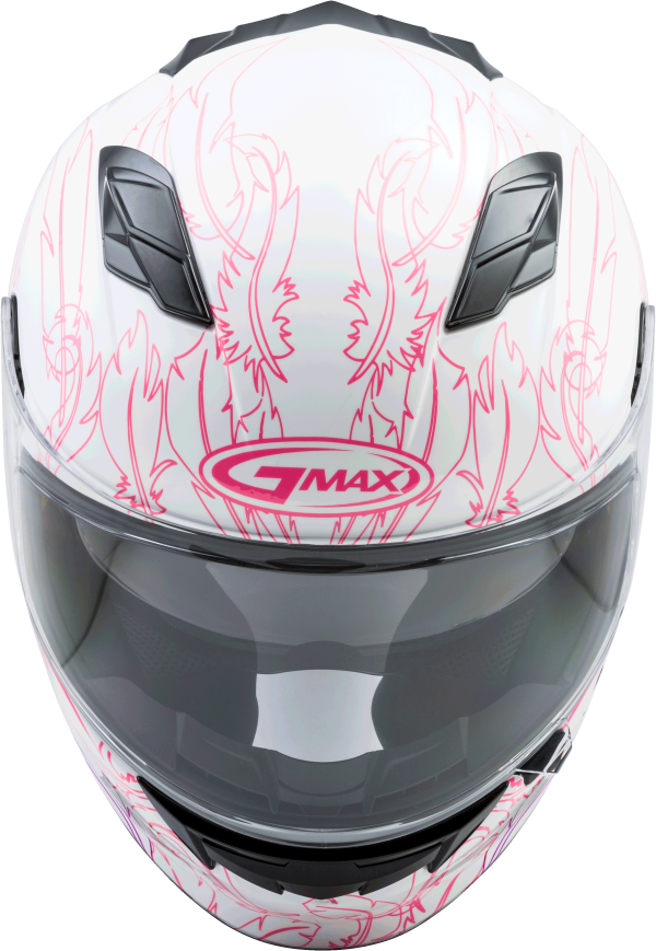 Helmet, GMAX FF-98 Full Face Willow Helmet White/Pink XL | ECE/DOT Approved, LED Rear Light, Quick Release Shield | Lightweight Poly Alloy Shell | Breath Deflector, UV Protection | Intercom Compatible | Helmet &#8211; Full Face, Knobtown Cycle