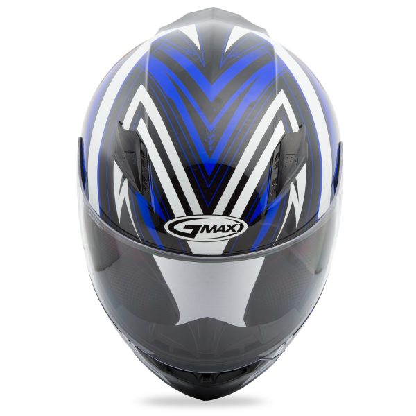 Helmet, GMAX FF-49 Full Face Warp Helmet White/Blue XS | Lightweight DOT Approved Helmet with COOLMAX® Interior and UV400 Protection | Intercom Compatible | Helmet &#8211; Full Face, Knobtown Cycle