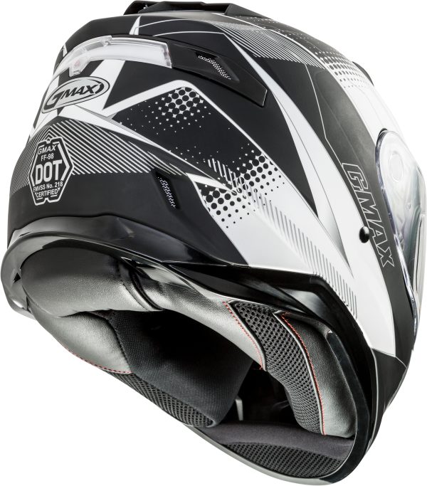 Helmet, GMAX FF-98 Full Face Apex Helmet Matte Black/White Sm | ECE/DOT Approved, LED Rear Light, Quick Release Shield | Lightweight Poly Alloy Shell | SpaSoft Interior | UV400 Shield | Breath Deflector | Intercom Compatible, Knobtown Cycle
