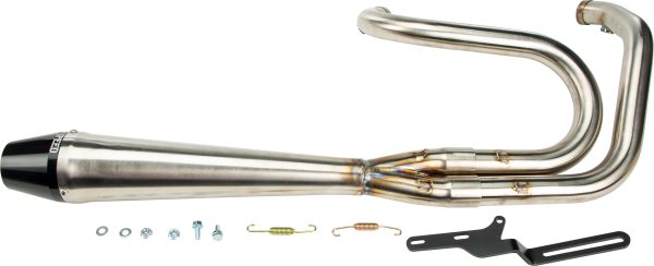 2in1 Dyna Full Length Brushed Ss, 2in1 Dyna Full Length Brushed Stainless Steel Exhaust System for Harley Davidson Dyna Models | SAWICKI 1149.0 1197.96 | Cad Designed, Merge Collectors, Anodized Billet Endcap | Fits All Years Except Switchback, Knobtown Cycle