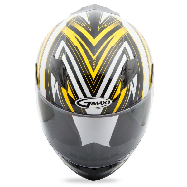Helmet, GMAX FF-49 Full Face Warp Helmet White/Yellow 2x &#8211; Lightweight DOT Approved Helmet with COOLMAX® Interior, UV400 Resistant Shield, and Ventilation System &#8211; Ideal for Motorcycle Riders &#8211; Helmet &#8211; Full Face, Knobtown Cycle