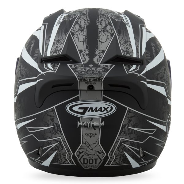 Gm, GMAX GM-69 Full Face Mayhem Helmet Matte Black/Silver/White LG &#8211; Lightweight Poly Alloy Shell, Coolmax Interior, DOT Approved &#8211; Includes Dark Smoke Face Shield &#038; Deluxe Helmet Bag &#8211; Helmet Full Face, Knobtown Cycle
