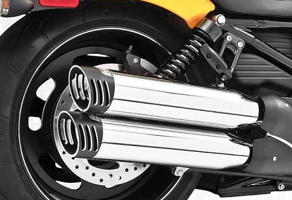 Racing Slip On Chrome W/Black Tip, Racing Slip On Chrome W/Black Tip for Harley Davidson VRSC Night Rod Special &#8211; Bolt On Performance Mufflers with Deep Throaty Sound &#8211; Fits 2006-2017 Models &#8211; Not Legal in California, Knobtown Cycle