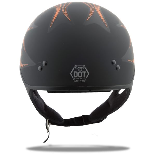 Gm 65 Half Helmet Flame Matte Black/Orange Xs, GMAX GM-65 Half Helmet Flame Matte Black/Orange XS | Coolmax Interior, Premium Venting, Dual-Density EPS | DOT Approved | Motorcycle Half Helmet, Knobtown Cycle
