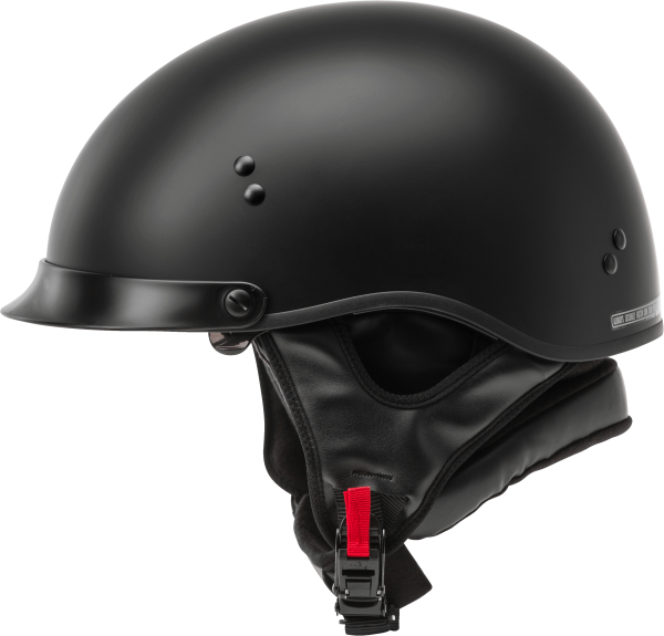 Helmet, GMAX HH-65 Half Helmet Full Dressed Matte Black XS | DOT Approved, COOLMAX Interior, Dual Density EPS | Removable Neck Curtain, Intercom Compatible | 191361233128, Knobtown Cycle