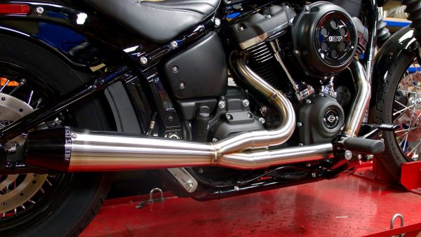 2 into 1 Exhaust, SAWICKI 2in1 M8 Softail Pipe Brushed Ss | Performance Exhaust for Harley Davidson M8 Softail Models | Aircraft Quality Stainless Steel Tubing | Fits 2018-2019 Softail Models | 2 into 1 Exhaust, Knobtown Cycle