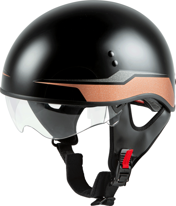 Hh 65 Half Helmet, GMAX HH-65 Half Helmet Source Naked Black/Copper XS | DOT Approved, COOLMAX Interior, Dual-Density EPS Technology | Intercom Compatible | Motorcycle Helmet, Knobtown Cycle
