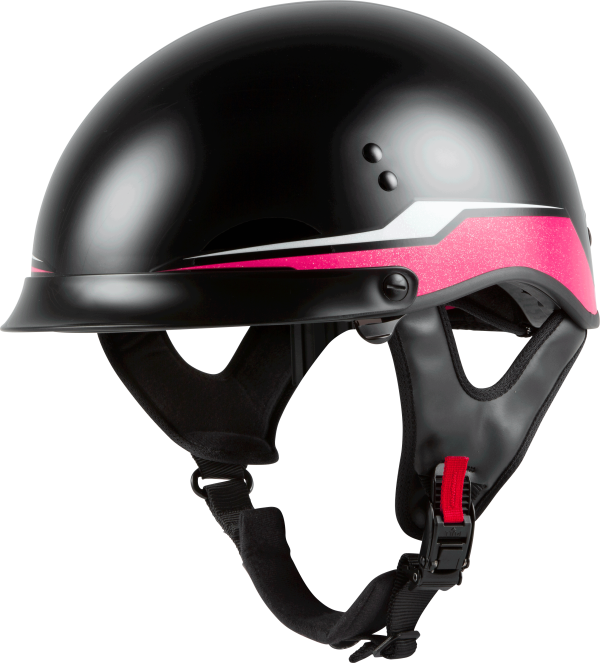 Hh 65 Half Helmet, GMAX HH-65 Half Helmet Source Full Dressed Black/Pink Sm &#8211; DOT Approved with COOLMAX Interior and Dual Density EPS &#8211; Intercom Compatible &#8211; Helmet &#8211; Half Helmets, Knobtown Cycle