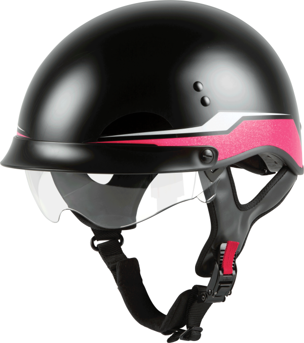Hh 65 Half Helmet, GMAX HH-65 Half Helmet Source Full Dressed Black/Pink XL &#8211; DOT Approved with COOLMAX Interior and Dual Density EPS &#8211; Intercom Compatible &#8211; Helmet &#8211; Half Helmets, Knobtown Cycle