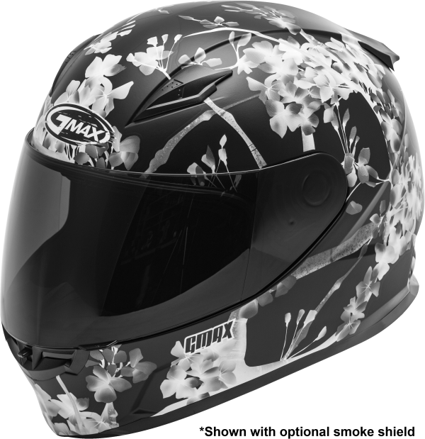 Helmet, GMAX FF-49 Full Face Blossom Helmet Matte Black/White/Grey Md &#8211; Lightweight DOT Approved Helmet with COOLMAX® Interior and UV400 Protection, Knobtown Cycle
