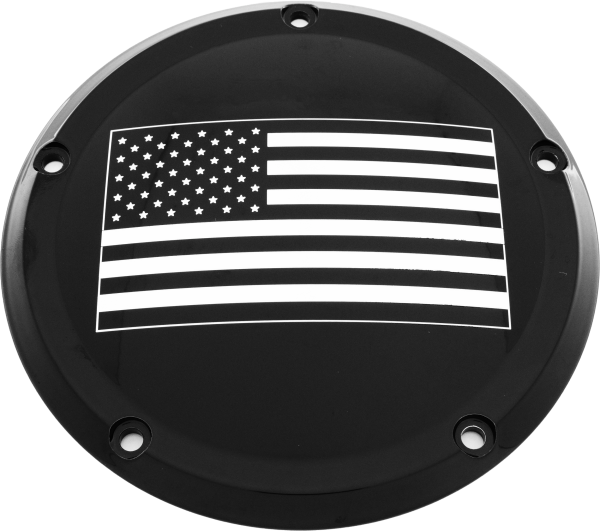 , 6 M8 Softail Derby Cover American Flag Black | Custom Engraving | 175.38 | CNC Machined | 6061 Billet Aluminum | Made in USA | Harley Davidson Fitment | High Quality PPG Paint | 3-Year Warranty, Knobtown Cycle