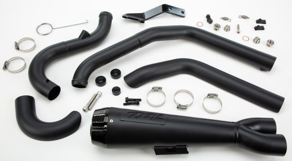 Comp S, Comp S 2in1 Exhaust Softail Black W/Carbon End Cap | TBR 989.98 | Dyno Tuned | Fits Harley Davidson FLDE, FLHC, FLSB, FXBB, FXFB, FXLR | 17lbs Weight Savings | Not Legal in CA | 2 into 1 Exhaust, Knobtown Cycle