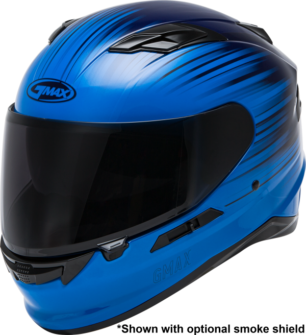 Helmet, GMAX FF-98 Full Face Reliance Helmet Blue/Navy Blue Sm | ECE/DOT Approved, LED Rear Light, Quick Release Shield | Lightweight Poly Alloy Shell | Breath Deflector, UV Protection | Intercom Compatible, Knobtown Cycle
