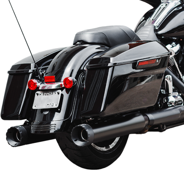 Monarch, Monarch Muffler Black M8 Touring `17 21 | FIREBRAND Louvered Stainless Steel Baffle | Crown Aluminum End Cap | Chrome or Asphalt Black Finish | Easy Installation | Made in USA | Fits Harley Davidson FLHR Road King, FLHT Electra Glide, FLHX Street Glide, FLTR Road Glide | Mufflers, Knobtown Cycle