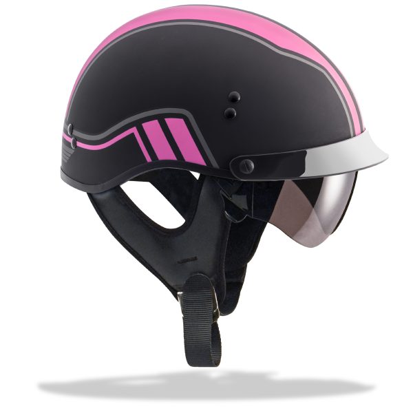 Helmet, Hh 65 Half Helmet Full Dressed Twin Matte Black/Pink Xl, Knobtown Cycle
