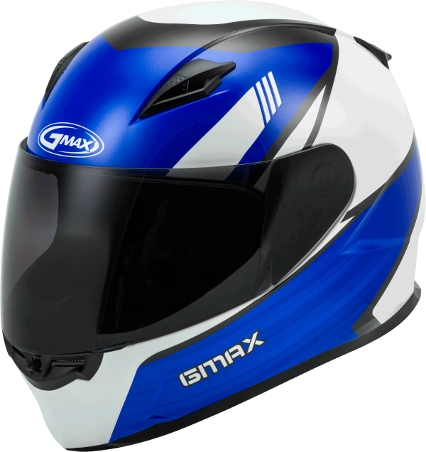 Helmet, GMAX FF-49 Full Face Deflect Helmet White/Blue LG | Lightweight DOT Approved Helmet with COOLMAX® Interior and UV400 Protection | Intercom Compatible | Helmet &#8211; Full Face, Knobtown Cycle