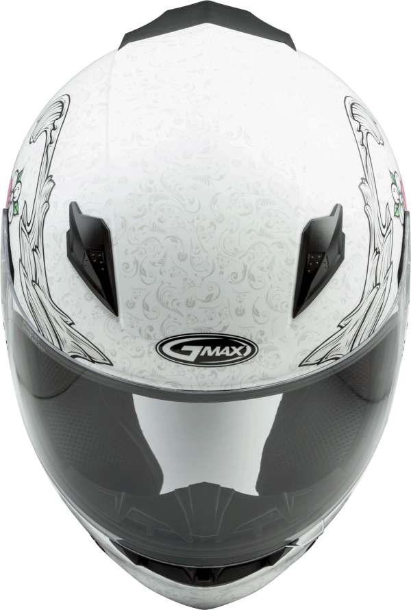Helmet, GMAX FF-49 Full Face Yarrow Helmet White/Pink Md | Lightweight DOT Approved Helmet with COOLMAX® Interior and UV400 Protection, Knobtown Cycle