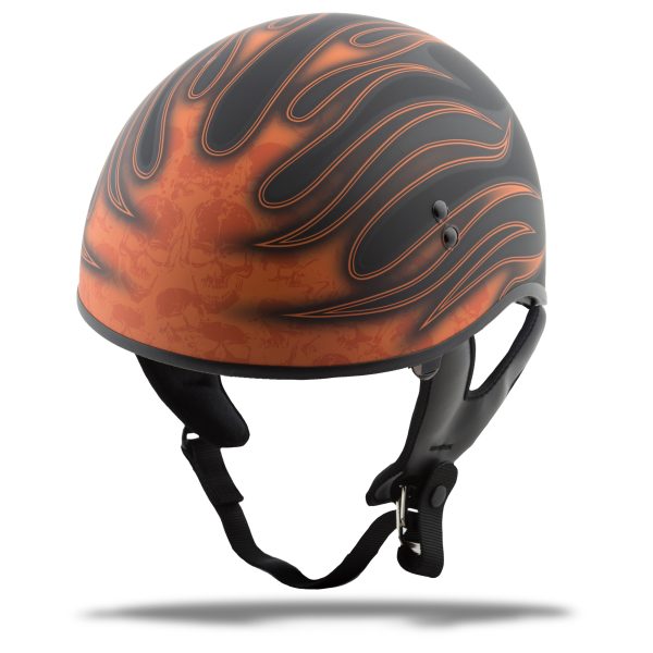 Gm 65 Half Helmet Flame Matte Black/Orange Xl, GMAX GM-65 Half Helmet Flame Matte Black/Orange XL | Coolmax Interior, Premium Venting, Dual-Density EPS | DOT Approved &#8211; Half Helmets, Knobtown Cycle