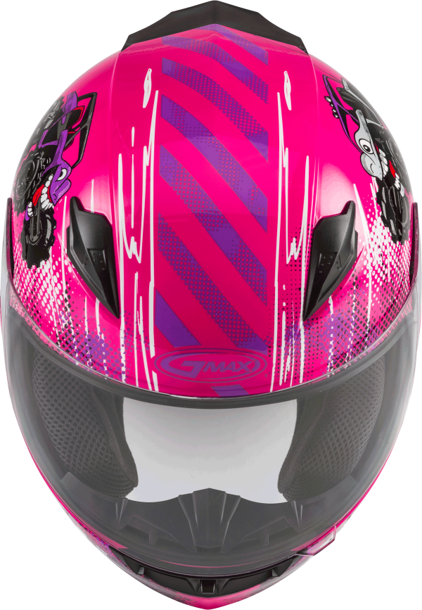 Youth, Youth GMAX GM-49Y Beasts Full Face Helmet Pink/Purple/Grey Ym &#8211; Lightweight DOT Approved Helmet with Adjustable Interior Sizes for Kids &#8211; Intercom Compatible &#8211; Helmet Full Face, Knobtown Cycle