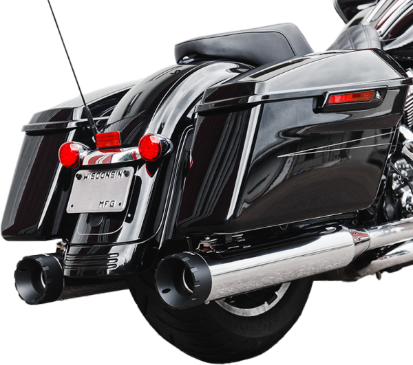 Monarch, Monarch Muffler Chrome Touring `95 16 | FIREBRAND Louvered Stainless Steel Baffle | Crown Shape Aluminum End Cap | Agressive Sound | Chrome or Asphalt Black Finish | Easy Installation | Made in USA | Fits Harley Davidson FLHR Road King 1996-2016 | Mufflers, Knobtown Cycle