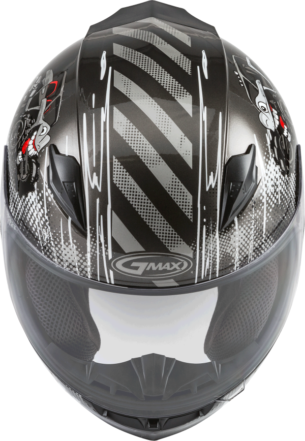 Youth, Youth GMAX GM-49Y Beasts Full Face Helmet Dark Silver/Black Yl &#8211; DOT Approved Lightweight Helmet with Adjustable Interior Sizes for Kids &#8211; Intercom Compatible &#8211; Helmet Full Face, Knobtown Cycle
