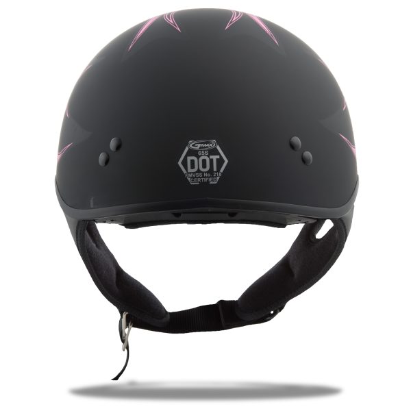 Gm 65 Half Helmet Flame Matte Black/Pink Xs, GMAX GM-65 Half Helmet Flame Matte Black/Pink XS | Coolmax Interior | Dual-Density EPS | DOT Approved | Motorcycle Helmet, Knobtown Cycle