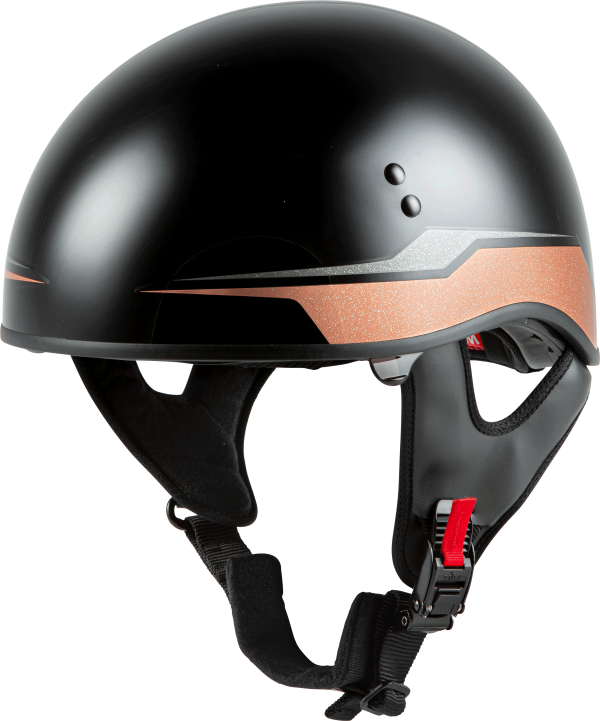 Hh 65 Half Helmet, GMAX HH-65 Half Helmet Source Naked Black/Copper XL | DOT Approved, COOLMAX® Interior, Dual-Density EPS Technology | Intercom Compatible | Motorcycle Helmet, Knobtown Cycle