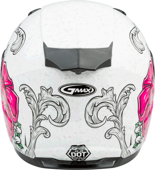Helmet, GMAX FF-49 Full Face Yarrow Helmet White/Pink Md | Lightweight DOT Approved Helmet with COOLMAX® Interior and UV400 Protection, Knobtown Cycle