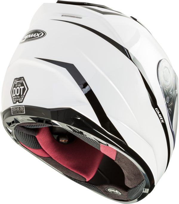 Helmet, GMAX FF-88 Full Face Precept Helmet White/Black Lg | ECE/DOT Approved, Lightweight Shell, SpaSoft™ Interior | Intercom Compatible | UV400 Protection | Breath Deflector | Chin Curtain | GMAX Helmet, Knobtown Cycle