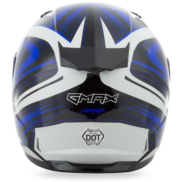 Helmet, GMAX FF-49 Full Face Warp Helmet White/Blue XS | Lightweight DOT Approved Helmet with COOLMAX® Interior and UV400 Protection | Intercom Compatible | Helmet &#8211; Full Face, Knobtown Cycle