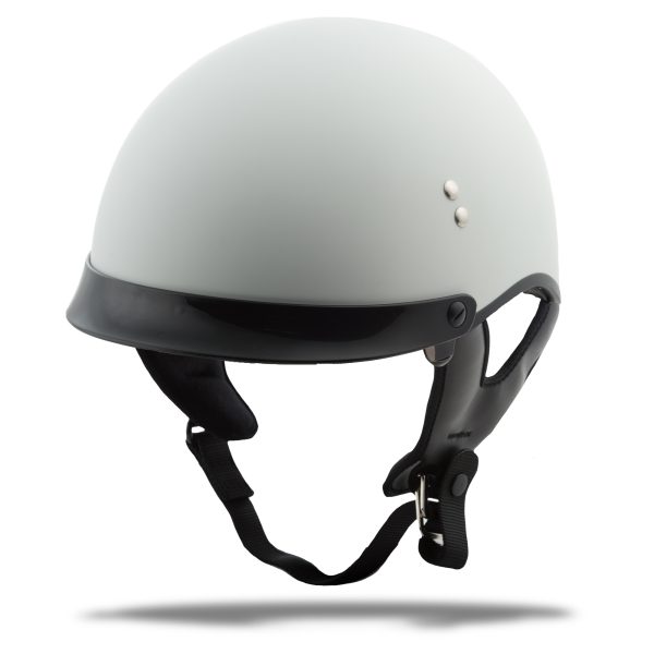 Helmet, GMAX HH-65 Half Helmet Full Dressed Matte White XL | DOT Approved, COOLMAX Interior, Dual Density EPS | Intercom Compatible | 191361037610, Knobtown Cycle
