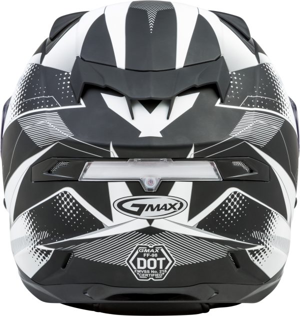 Helmet, GMAX FF-98 Full Face Apex Helmet Matte Black/White Sm | ECE/DOT Approved, LED Rear Light, Quick Release Shield | Lightweight Poly Alloy Shell | SpaSoft Interior | UV400 Shield | Breath Deflector | Intercom Compatible, Knobtown Cycle