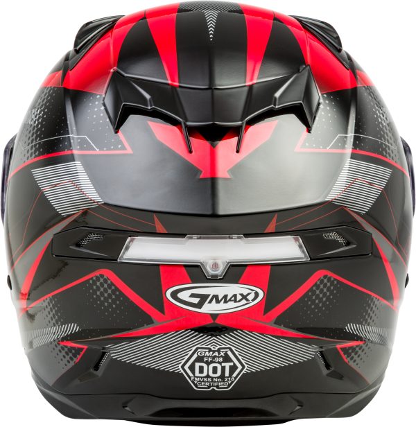 Helmet, GMAX FF-98 Full Face Apex Helmet Black/Red 2x | ECE/DOT Approved, LED Rear Light, Quick Release Shield | Lightweight Poly Alloy Shell | SpaSoft Interior | UV400 Shield | Breath Deflector | Intercom Compatible, Knobtown Cycle