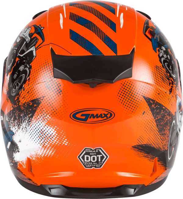 Youth, Youth GMAX GM-49Y Beasts Full Face Helmet Orange/Blue/Grey Yl &#8211; DOT Approved Lightweight Helmet with Adjustable Interior Sizes for Kids &#8211; Intercom Compatible &#8211; Helmet Full Face, Knobtown Cycle